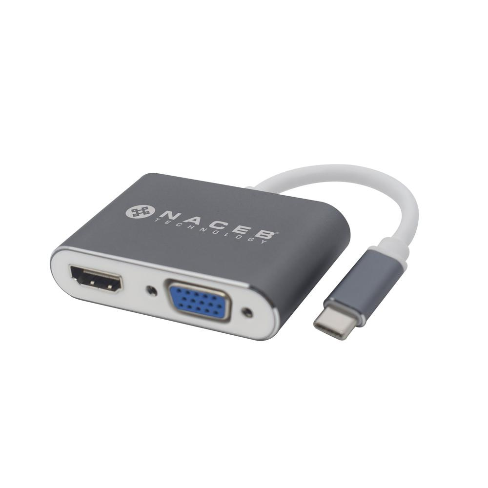 Adaptador Tipo C a HDMI+VGA Naceb Technology NA-0113